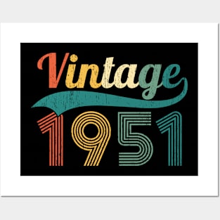 Retro 72 Years Vintage 1951 72nd Birthday Gift Man Woman Posters and Art